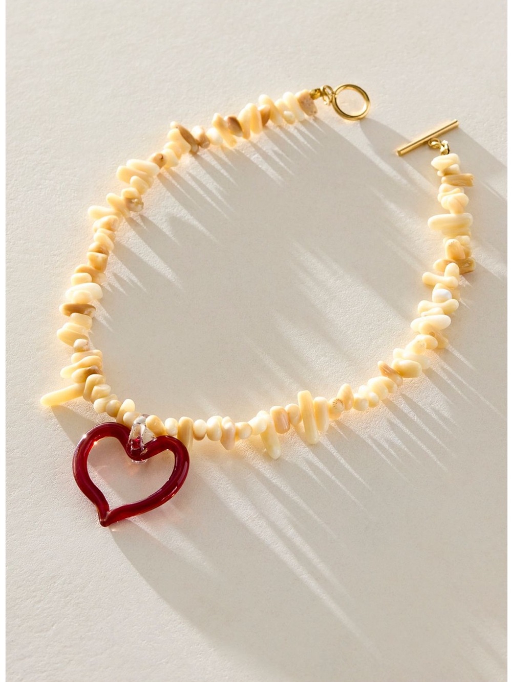 Free People - Suplais Sculptured Heart Pendant Necklace with Stone Beads - Picture 2 of 3